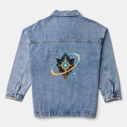 Fantasy Emblem with Floating Blades – Magical Ener Denim Jacket (Achterkant)