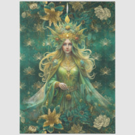 Fantasy Emerald Forest Queen Decoupage Tissuepapier