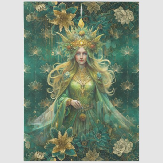 Fantasy Emerald Forest Queen Decoupage Tissuepapier (Voorkant)