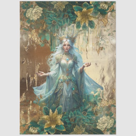 Fantasy Emerald Forest Queen Decoupage Tissuepapier (Voorkant)