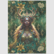 Fantasy Emerald Forest Queen Decoupage