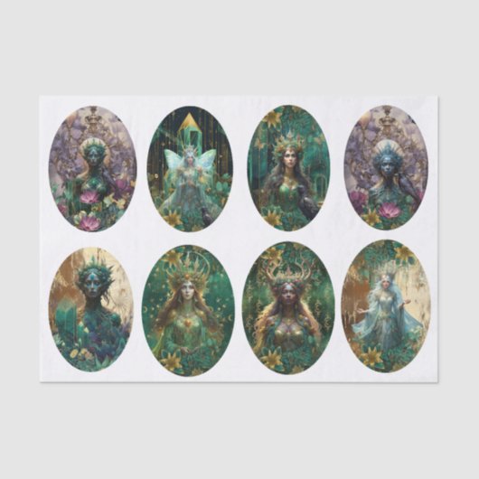 Fantasy Emerald Queens of the Forest Decoupage Tissuepapier (Voorkant)
