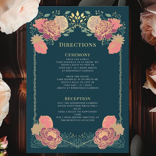Fantasy Enchanted Floral Garden Wedding Routebesch Informatiekaartje