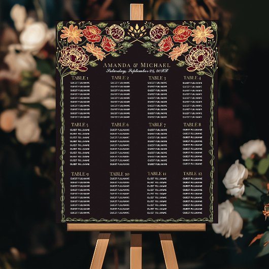 Fantasy Enchanted Floral Wedding Zitting Grafiek Poster