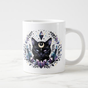 Fantasy Esoteric Crystal Black Cat Extra Grote Beker