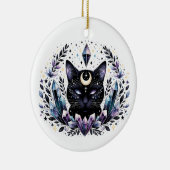 Fantasy Esoteric Crystal Black Cat Keramisch Ornament (Rechts)