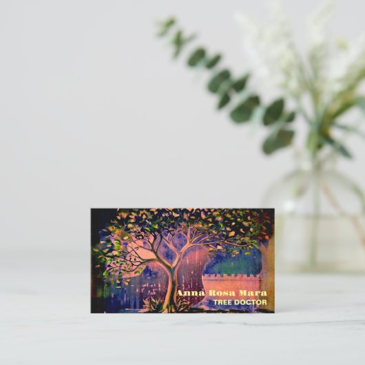 *~* Fantasy Etherische QR TREE AP82 Visitekaartje (Staand voorkant)