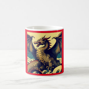 Fantasy Europese draak - houtsnede 1 Koffiemok