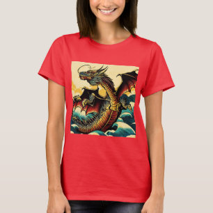 Fantasy Europese draak - Woodcut 2 T-shirt