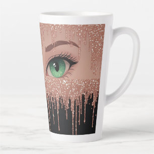 Fantasy Eyes Met Roze Goud Druppelend Latte Mok