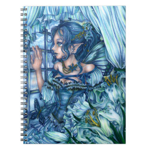 Fantasy Fairy Anime Girl Victoriaans blauw Notitieboek