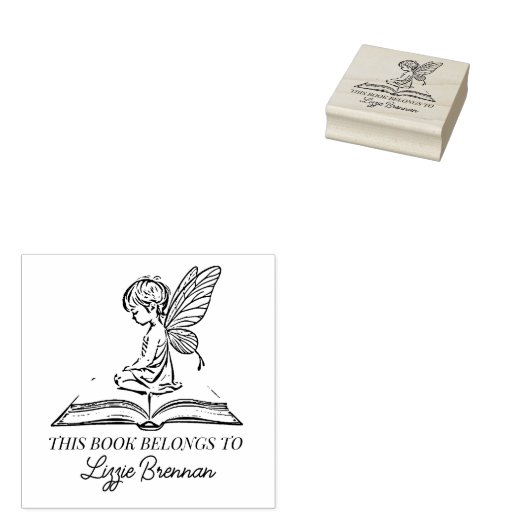 Fantasy Fairy Bookplate Rubberstempel (Gestempeld)