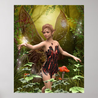 Fantasy Fairy in het bos Poster