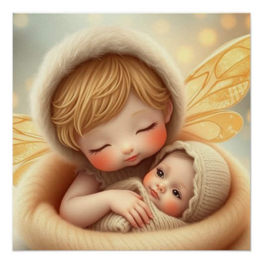 Fantasy Fairy Moeder en Baby Kunst Perfect Poster (Voorkant)