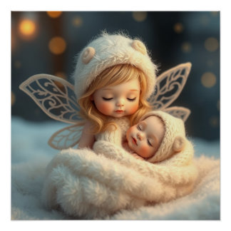 Fantasy Fairy Moeder en Baby Kunst Perfect Poster