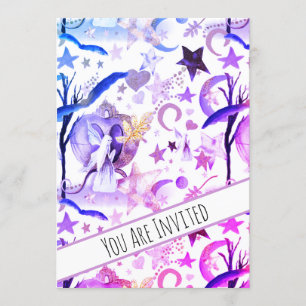 *~* Fantasy Fairy Moon Sky Baby shower Invitation Kaart