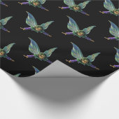 Fantasy Fairy Patroon op zwart Cadeaupapier (Hoek)