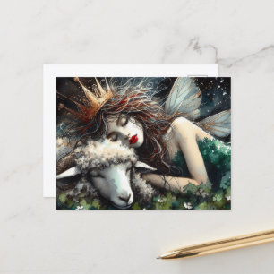 Fantasy Fairy Queen en haar schapen Briefkaart