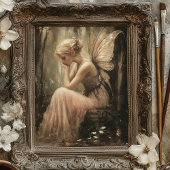 Fantasy Fairy Sitting on a Wooden Log Decoupage  Tissuepapier