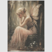 Fantasy Fairy Sitting on a Wooden Log Decoupage  Tissuepapier (Voorkant)