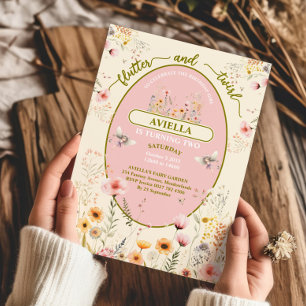 Fantasy feeën wilde bloemen meisjes roze uitnodigi kaart