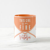 Fantasy Flames Vrouw Surreal Art Meisje op Vuur Na Mok (Midden)