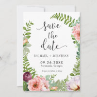 Fantasy Floral Boho Wedding Save the Date Kaart