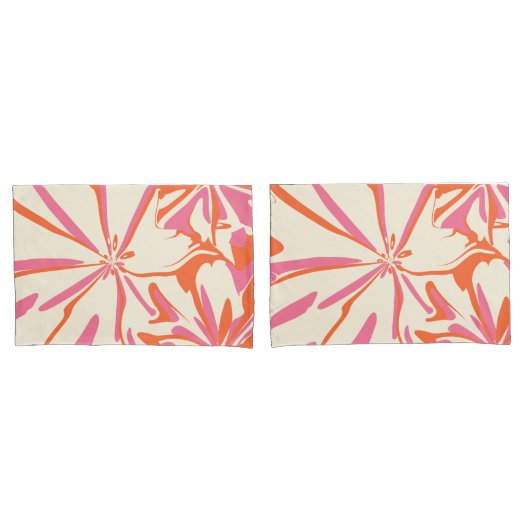 Fantasy Floral - Roze, Oranje en crème Kussensloop (Voorkant-Set)