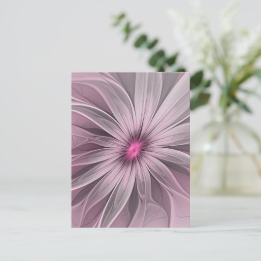 Fantasy Flower Abstract Plum Floral Fractal Art Briefkaart (Staand voorkant)
