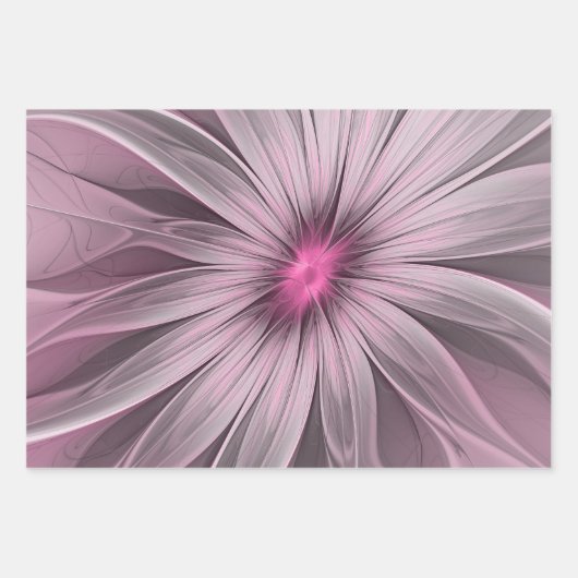 Fantasy Flower Abstract Plum Floral Fractal Art Inpakpapier Vel (Voorkant)