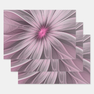 Fantasy Flower Abstract Plum Floral Fractal Art Inpakpapier Vel