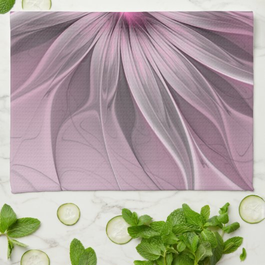 Fantasy Flower Abstract Plum Floral Fractal Art Theedoek (Gevouwen)