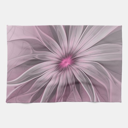 Fantasy Flower Abstract Plum Floral Fractal Art Theedoek (Horizontaal)