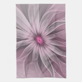 Fantasy Flower Abstract Plum Floral Fractal Art Theedoek (Verticaal)