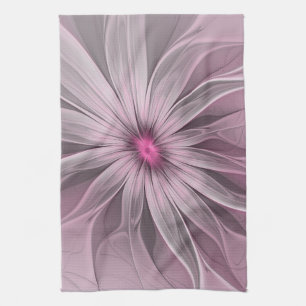 Fantasy Flower Abstract Plum Floral Fractal Art Theedoek