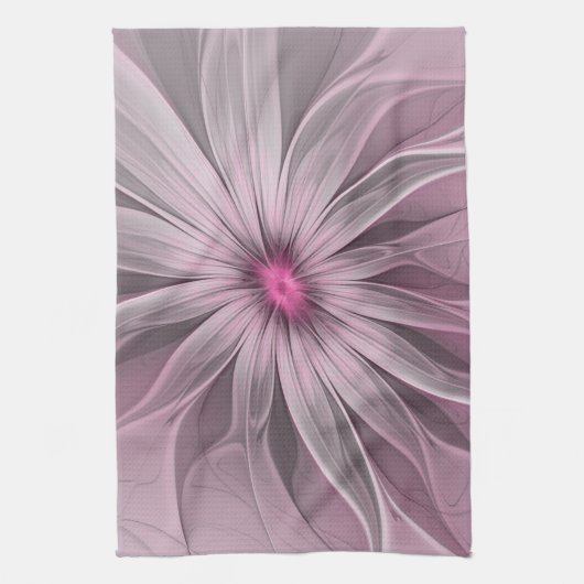 Fantasy Flower Abstract Plum Floral Fractal Art Theedoek (Verticaal)