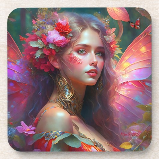 Fantasy Flower Garden Fairy Bier Onderzetter (Voorkant)