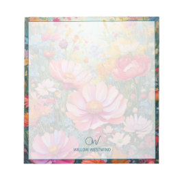 Fantasy Flower Garden gepersonaliseerd monogram Notitieblok