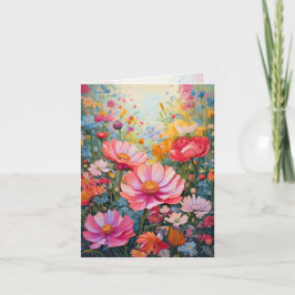 Fantasy Flower Garden Monogram Gevouwen Note Kaart