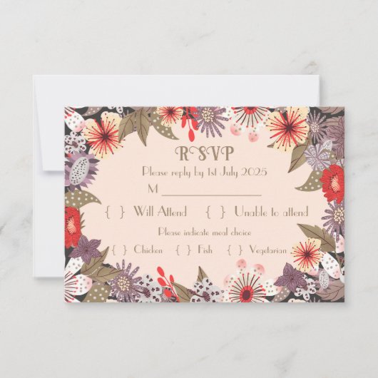 Fantasy Flower - Wedding RSVP card (Voorkant)