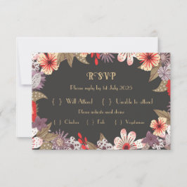 Fantasy Flower - Wedding RSVP card Kaartje