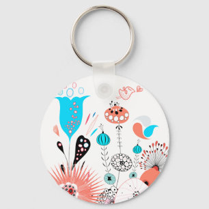 Fantasy Flowers en Birdie Button Sleutelhanger
