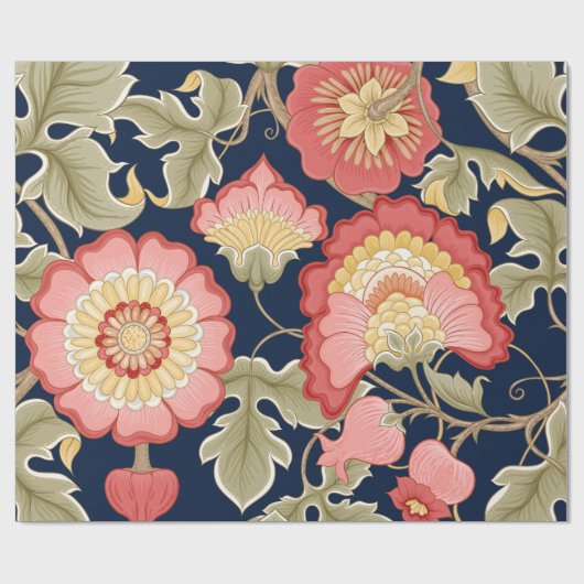 Fantasy flowers in retro, vinto, jasme, jasoban cadeaupapier (Vlak)