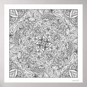 Fantasy Flowers Line Art Je Kleurt Mooi Poster