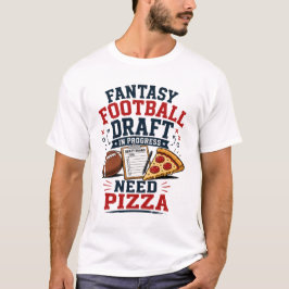 Fantasy Football Draft in Uitvoering Heb Pizza Nod T-shirt