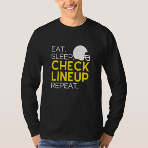 Fantasy Football Eet Slaap Check Lineup Herhaal T-shirt