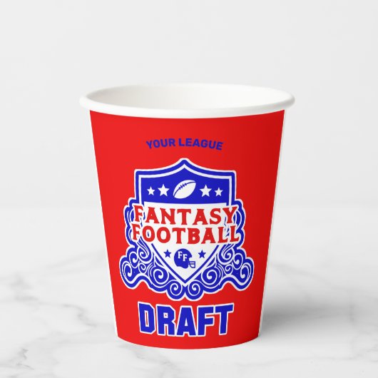 Fantasy Football Emblem Draft Party Papieren Bekers (Voorkant)