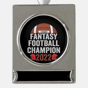Fantasy Football Kampioen 2022 Voetbalfan Verzilverd Banner Ornament