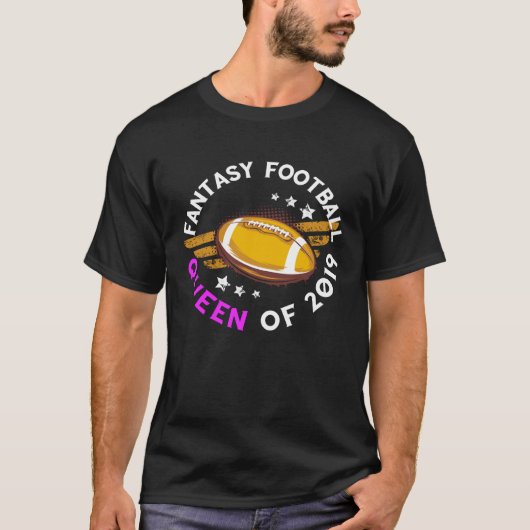 Fantasy Football Queen Of 2019 Pink First Place Wi T-shirt (Voorkant)