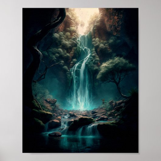 Fantasy Forest Art, Mystical Waterfall, Magical Poster (Voorkant)